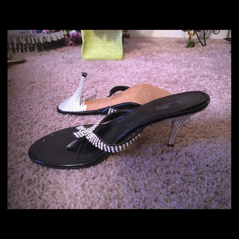 Black and Silver slide Heels